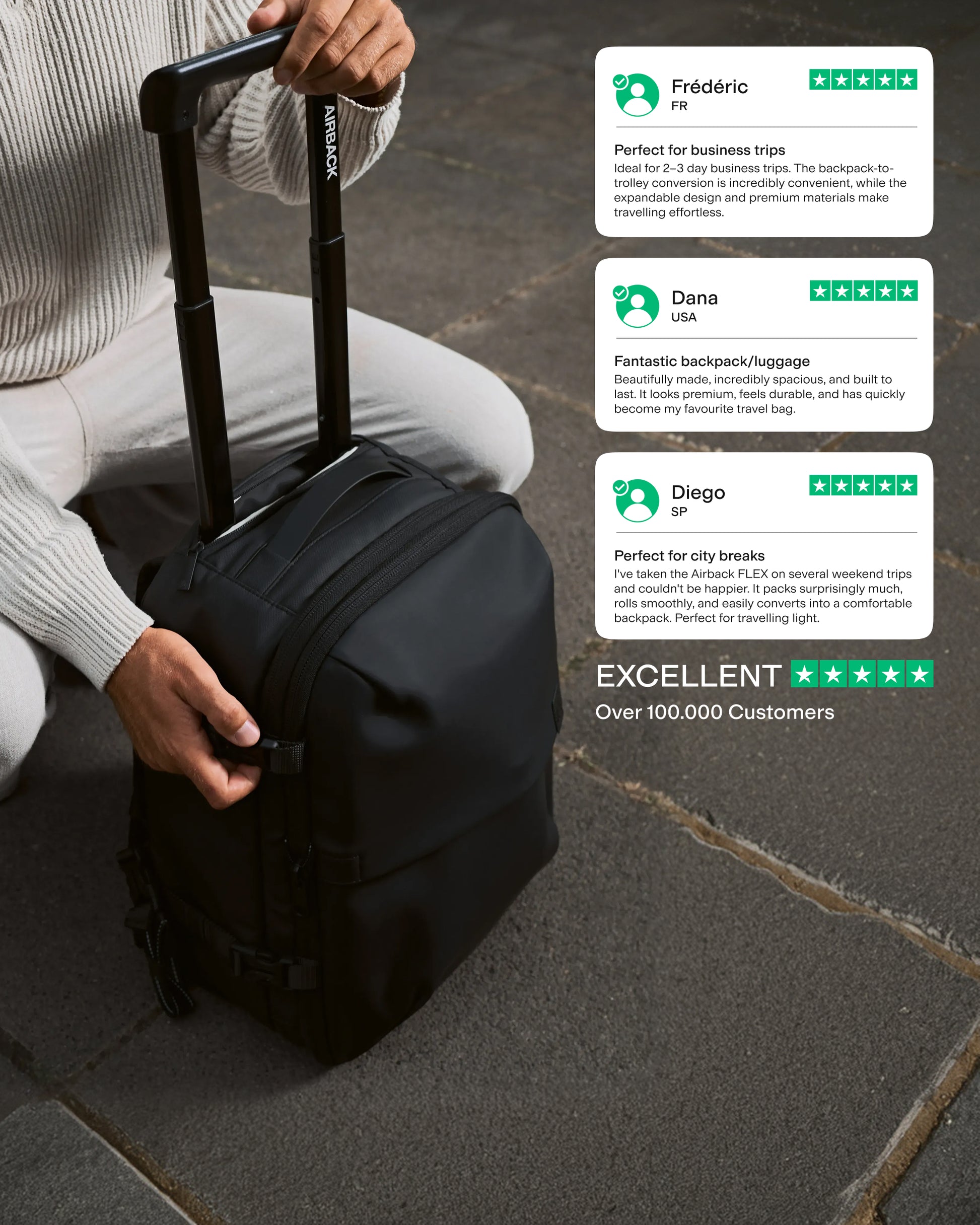 Vacuum Backpack with Wheels (Under-Seat) – Matt Black | Airback