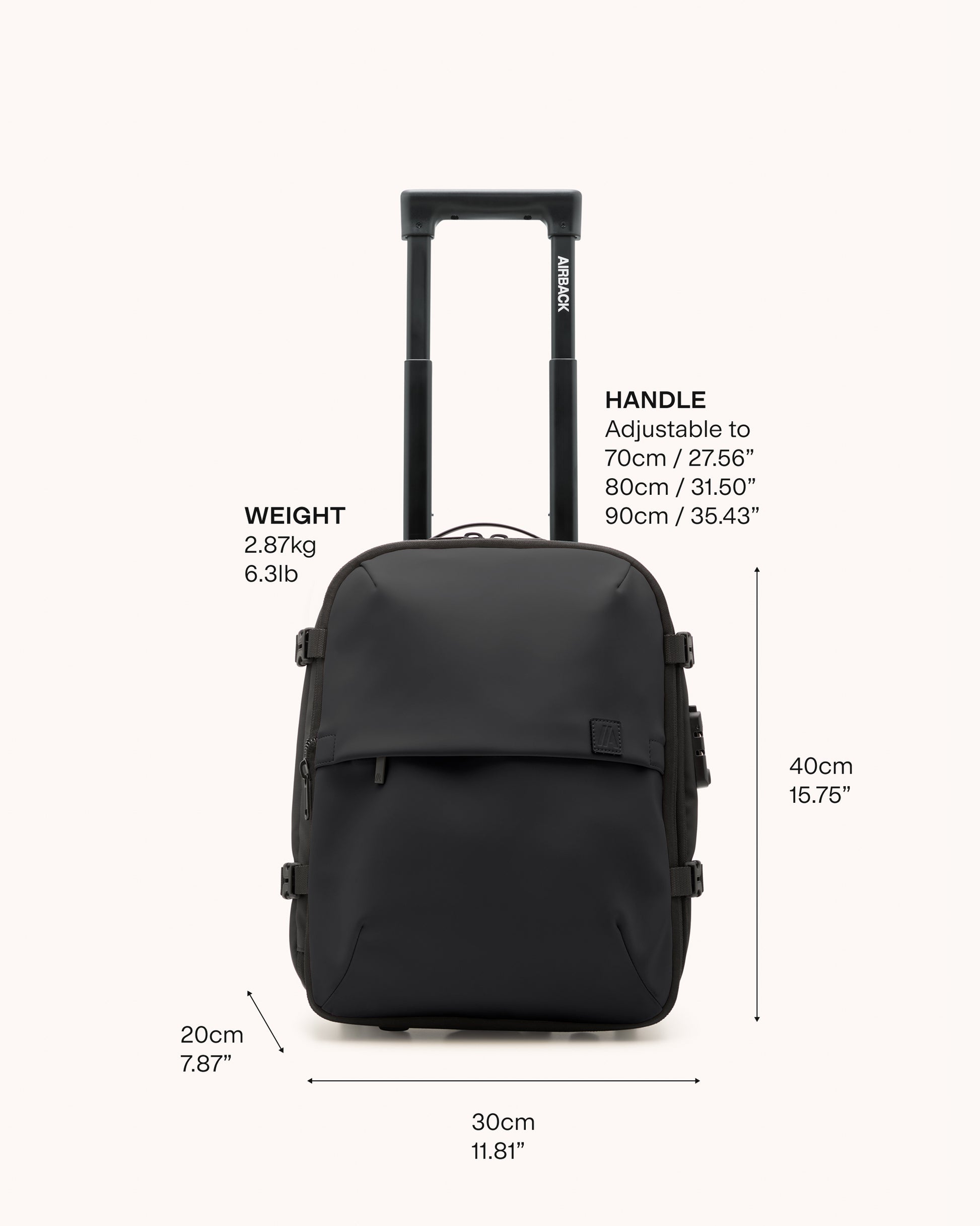 Vacuum Backpack with Wheels (Under-Seat) – Matt Black | Airback