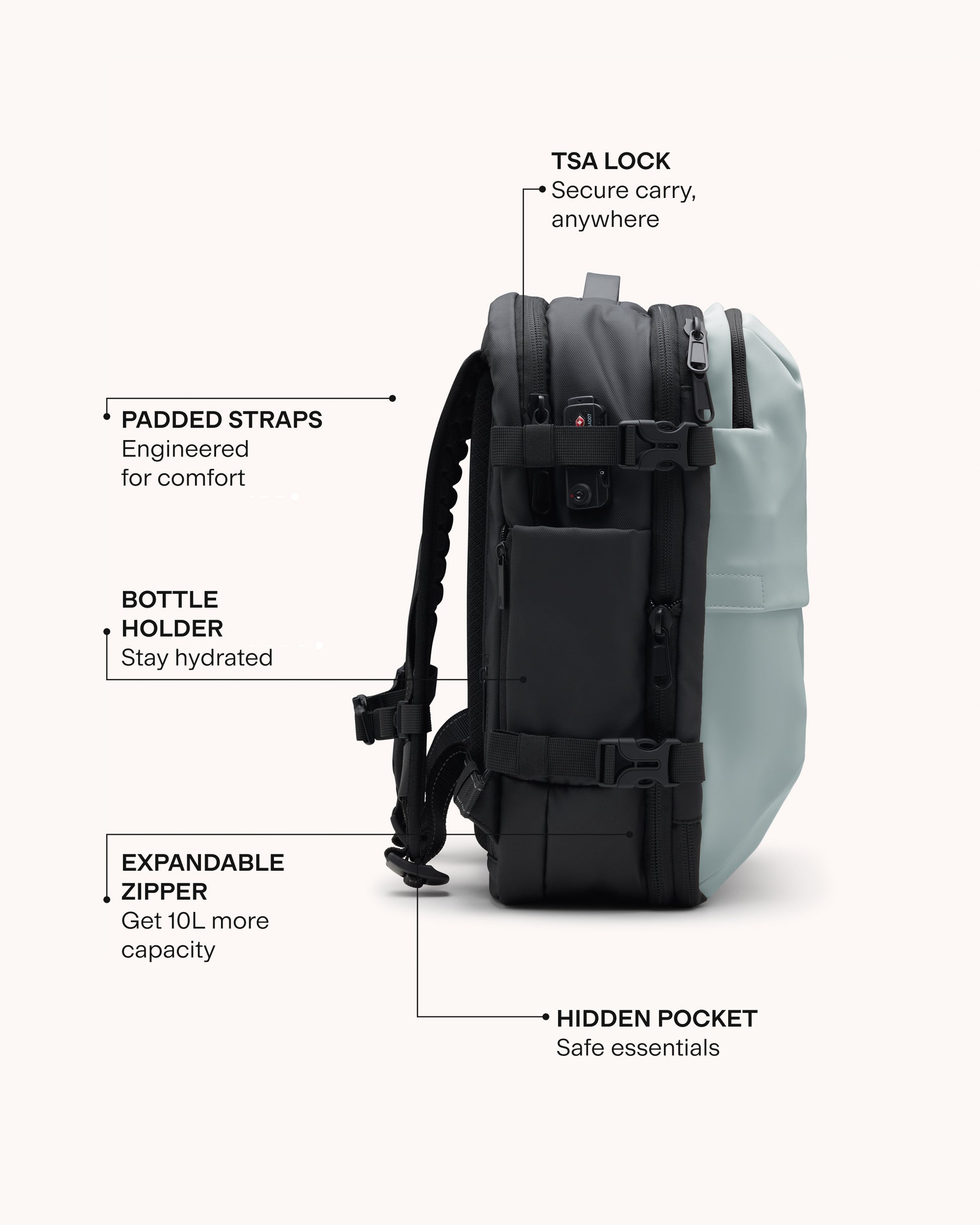 Vacuum Backpack for Travel (Under-Seat) – Ash Grey | Airback