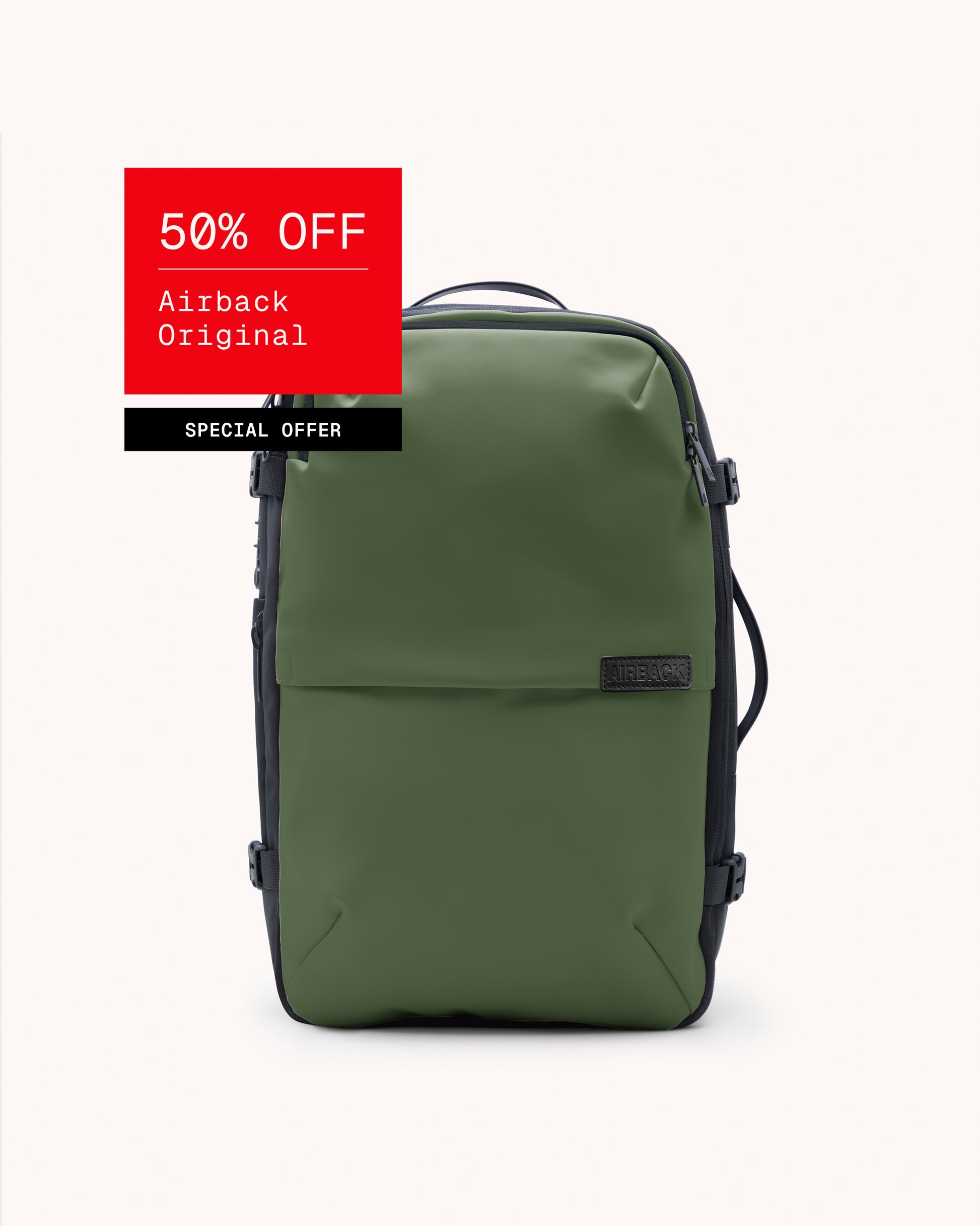 Airback Backpack: Hand luggage size Olive Green Airback