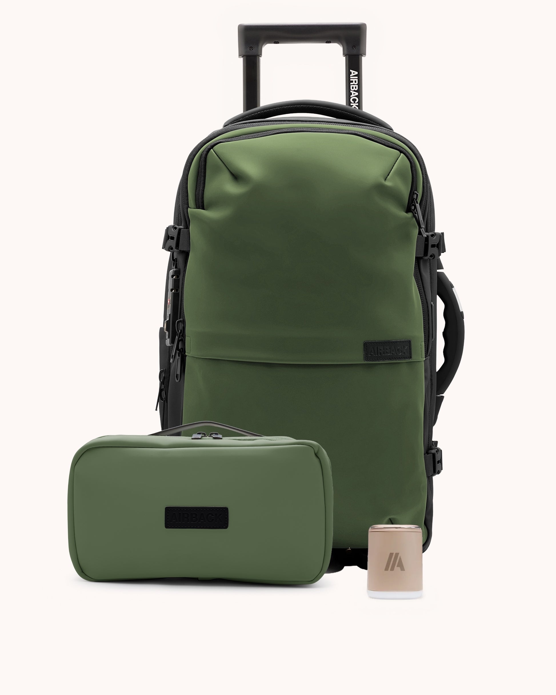 Vacuum Backpack with Wheels Bundle (Carry-On 2-in-1) - Olive Green | Airback